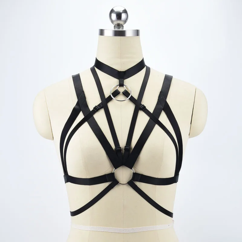 

Gothic Open Chest Harness Bra Harajuku Women Cage Bra Cupless Women Bodysuit Crop Top Bondage Lingerie Fetish Wear Harness O0506