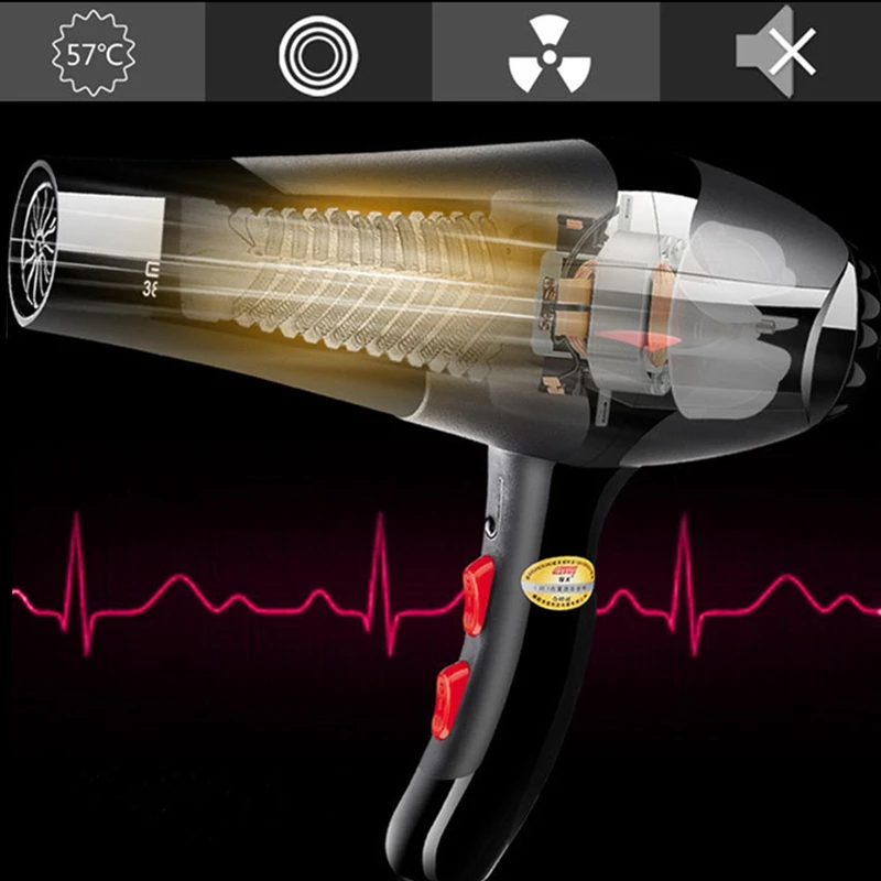Высокомощный профессиональный фен для волос, салон, 3 скорости, 2 горячих выдува волос, холодный горячий воздух, не вредит, инструменты для укладки волос, вилка США
