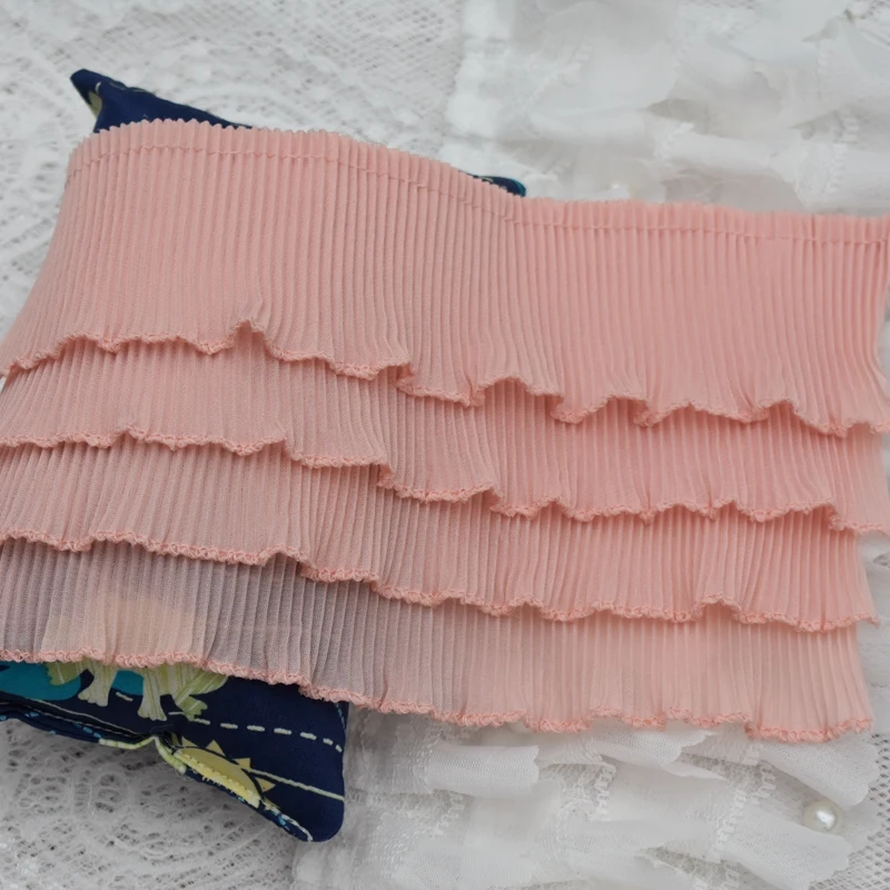 

2yards/lot 12cm wide Multi-layer Fold Chiffon Ruffle Lace Trim DIY Garment Skirt Hem Accessories Fabric