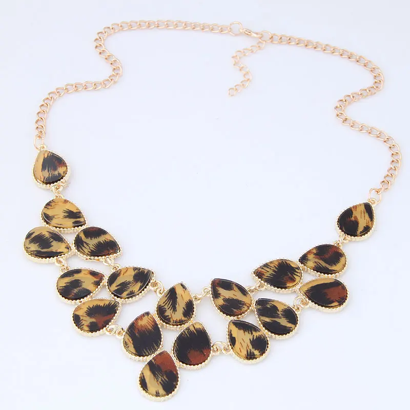 

New Fashion waterdrop Necklace Leopard Zebra Pendant Necklaces Sweater Chain Women Jewelry