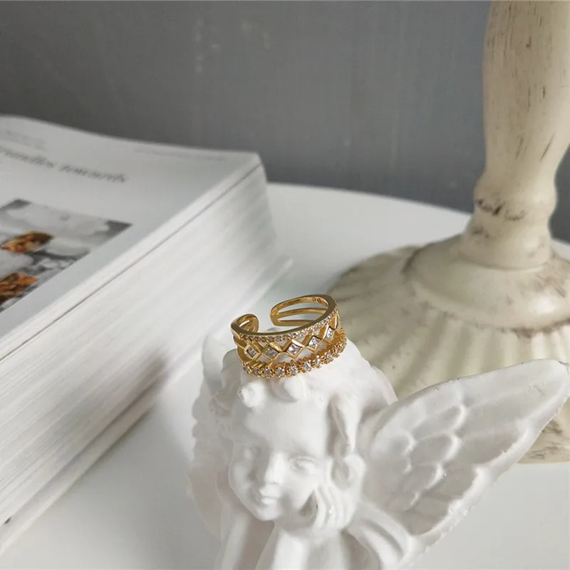 CosFecit Sterling Silver Ring 925 Real Women 3 Layer Zircon Rings 925 Sterling Silver Gold Color Fine Jewelry Silver 925 RS127 (2)