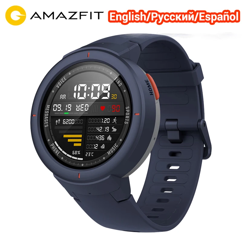 

English/Spanish/Russian Amazfit Verge Smart Sport Watch 1.3" AMOLED Screen Watch IP68 Microphone Speaker Phone Call Smart Watch