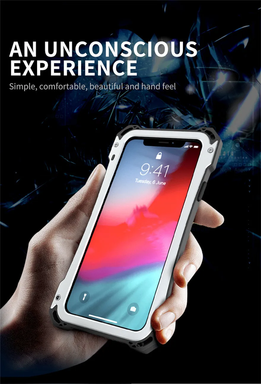 New Heavy Duty Case for iPhone XS Max Doom Armor Metal Case for iPhone XS Original R-just Shockproof Cover For iPhone X XR (3)