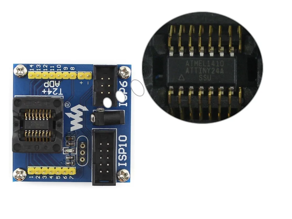 T24 + ADP программный адаптер AVR Enplas IC тестовая выжигающая розетка для ATtiny24 ATtiny44 ATtiny84