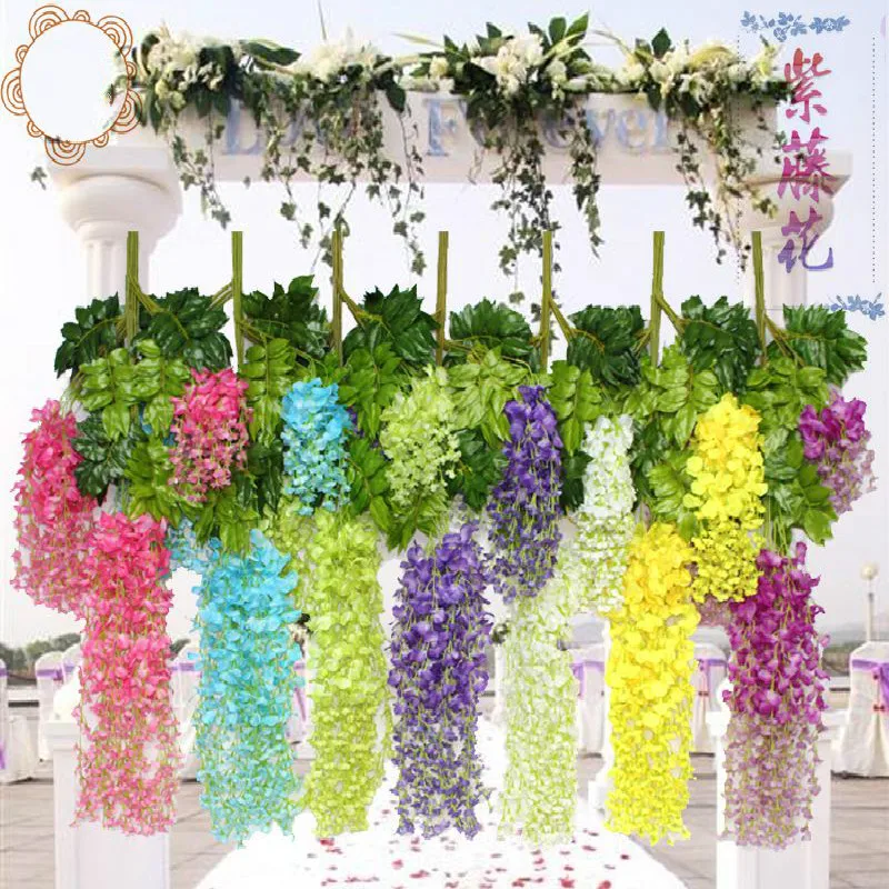 New 12PCS Simulation Wisteria Flower Silk Artificial Vine Flower