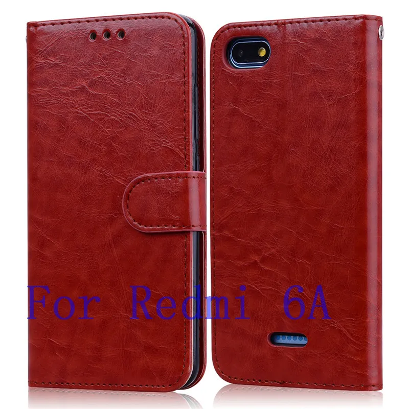 Brown For 6A Для Xiaomi Redmi 6 6A чехол мягкий силиконовый кожаный бумажник флип-чехол для Coque Xiaomi Redmi 6 A 6A чехол для телефона с держатель для карт - Цвет: Brown For 6A