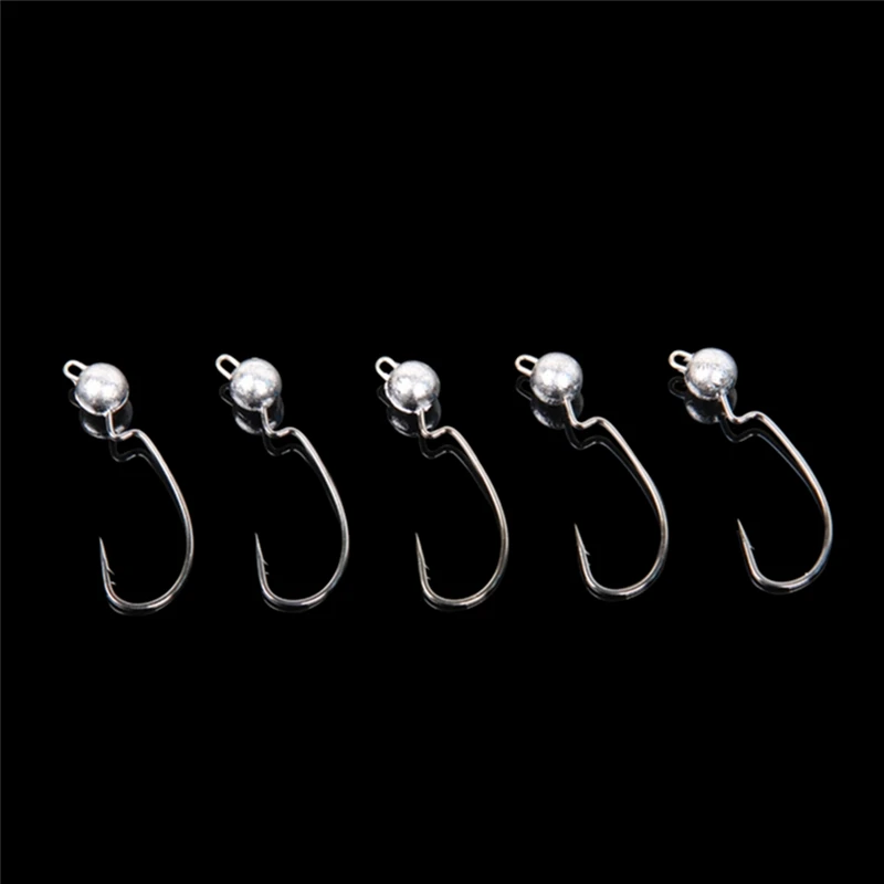 5Pcs/Lot Round Lead Crank Sharp Hooks Weight 3.5g/5g/7g/10g Jig Head Artificial Bait Worms Soft Lure Texas Florida Fishing Hook