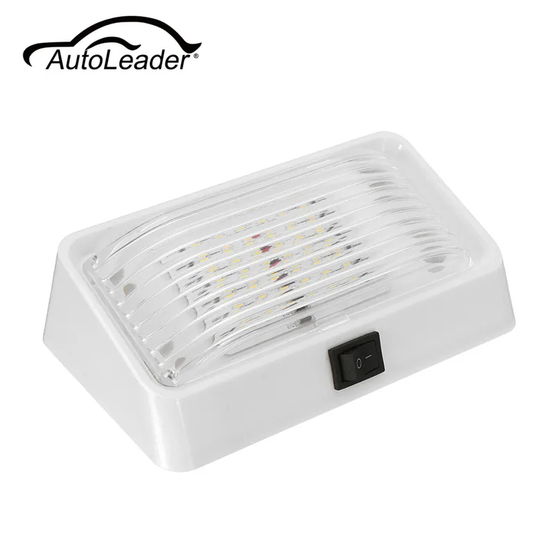 

For Camper Car RV Boat Trailer 24 LED Roof Ceiling Interior Reading Light 12V Porch Light Rectangle Clear Amber Lens With Switch