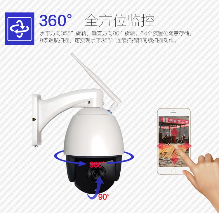 

Outdoor Security FULL HD 1080P Wireless IP Camera 2-Way Audio 2MP 4" MINI WIFI Speed PTZ Camera 4X ZOOM P2P Mobile View SD Card