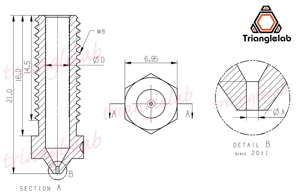 Trianglelab наивысшего качества V6 сопло volcano для 3D принтеры hotend 5 шт./лот вулкан upgrade kit для E3D volcano hotend