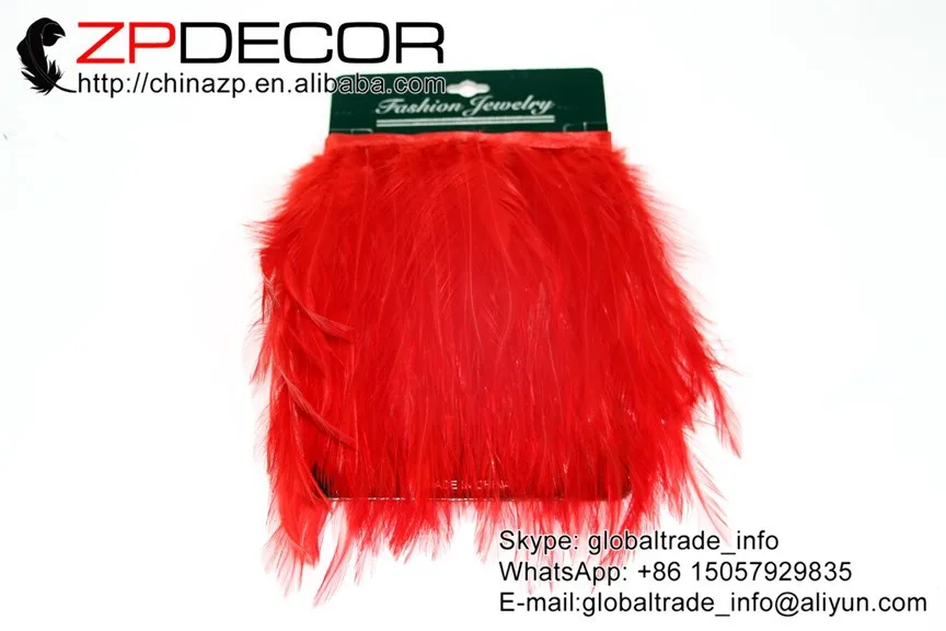 red Rooster Neck Hackle Feather Trim (13)