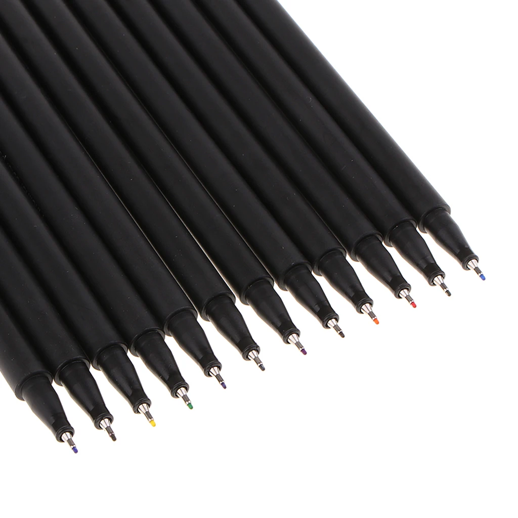 12Fineliner Color Pens Set,0.4mm Fine Line Colored Sketch Writing Drawing Pen for Journal Planner Coloring Book, Art Markers Pen