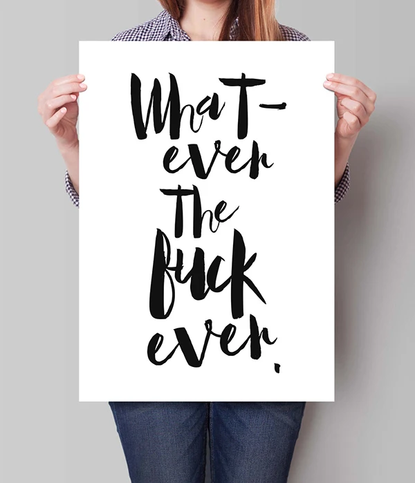 

Giclee print Handwritten Style Whatever Typography Blurgghh College Dorm Studio Decor Office Wall Decor Black and White painting