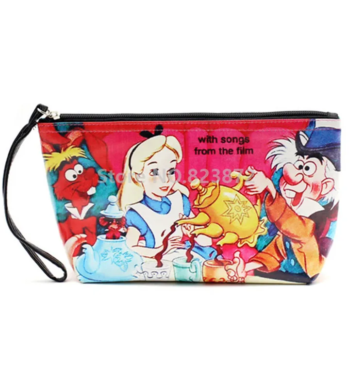 

Alice In Wonderland Clutch Cosmetic Bag for Make Up Cartoon Donald Duck Waterproof PU Toiletry Makeup Pouch Large Storage Bags