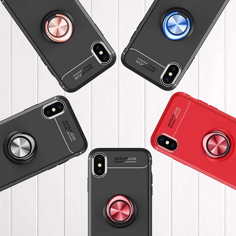 

Mobile Phone Pull Ring for iPhone X/XR Case Ring Car Magnet XS Max Rotating bracket All-inclusive Design Non-slip Phone Cover
