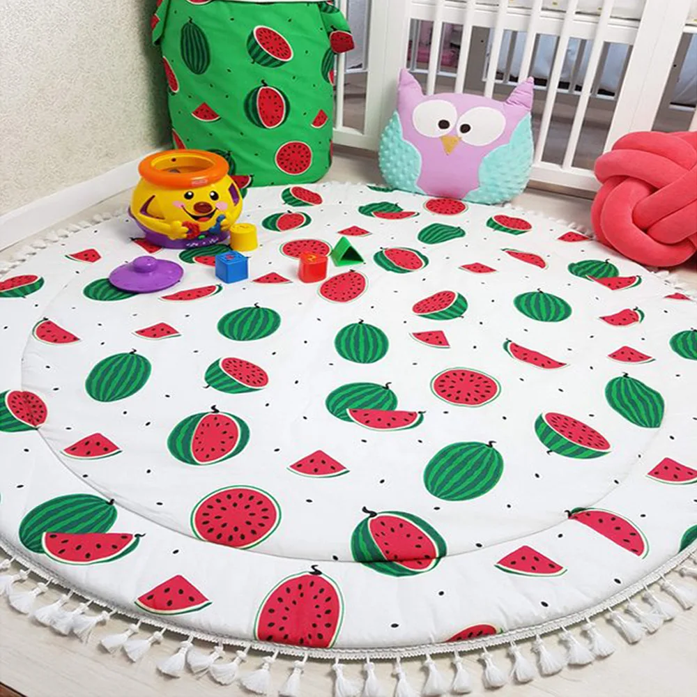 

Round Watermelon Double-side Print Baby Blanket Game Mat Kids Crawling Carpet Bedding Stroller Blanket Children Room Decration