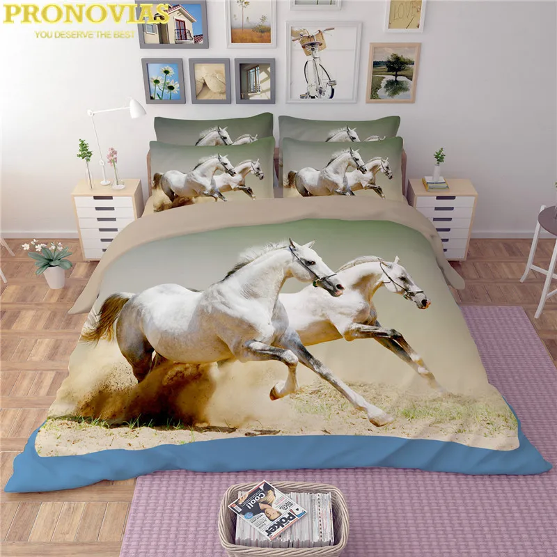 

Pronovias 3D roaring horse korean cotton duvet/doona cover set US king queen full twin size 3pcs bedclothes