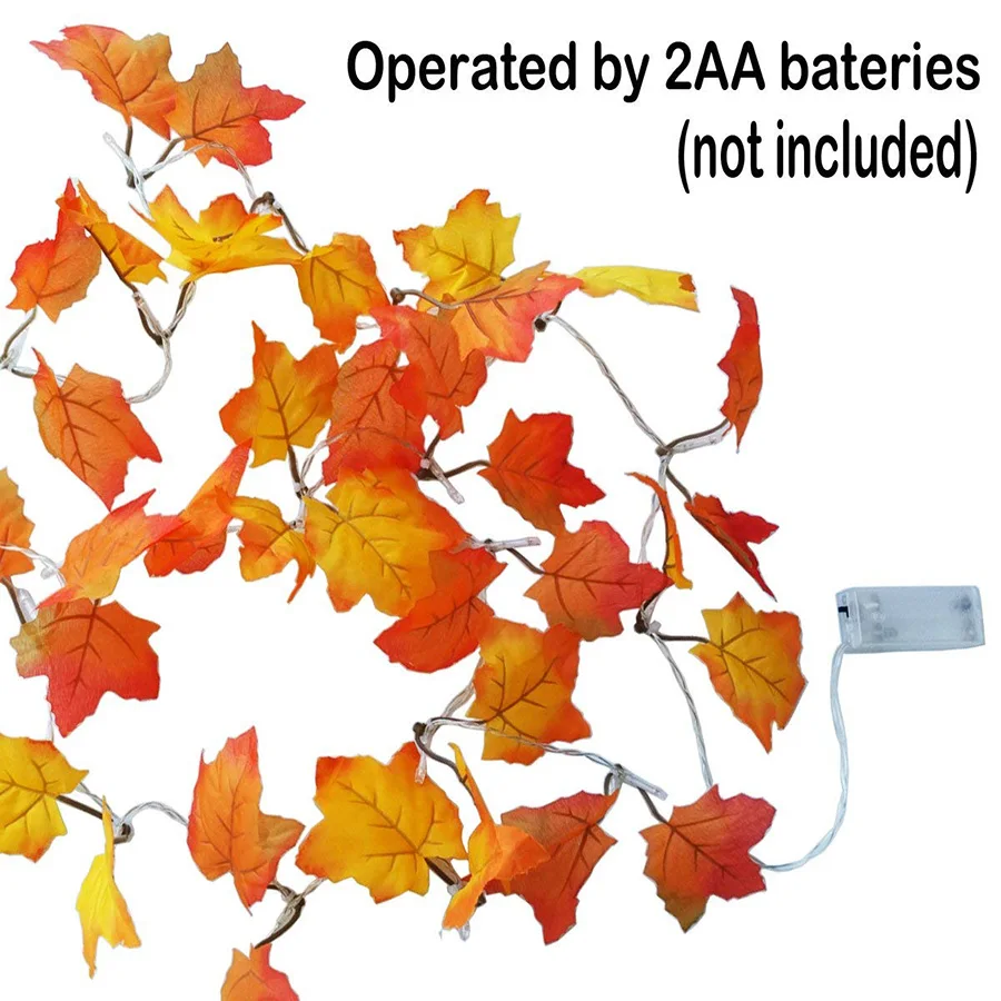 На батарейках 10 светодиодный s 20 светодиодный s 30 светодиодный s 40 светодиодный s кленовый лист светодиодный гирлянды осенние лестничные перила декоративные растения забор огни