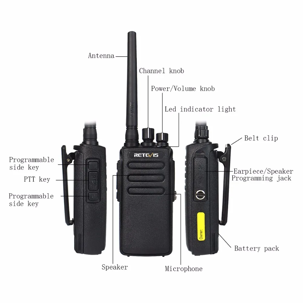 10 шт. DMR радио высокой мощности Retevis RT81 IP67 Водонепроницаемый 32CH UHF 400-470 МГц цифровой/аналоговый рация VOX шифрование A9119A