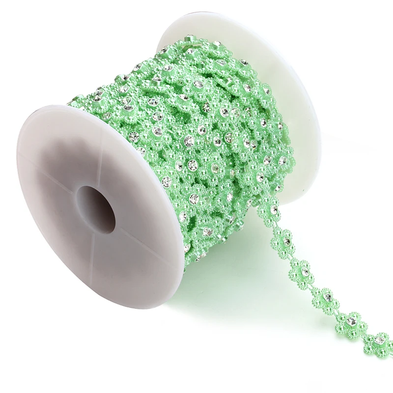 

New 2yards/lot Crystal Flower Artificial Pearls Beads Chains For Jewelry Making Wedding Party Decoration Products Supply F3994