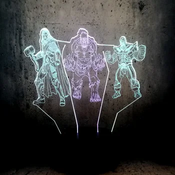 

3D Illusion Dual Color Lamp Thor The Hulk and Thanos Night Light Children gift Teenager bedroom desk decor movie fans super gift