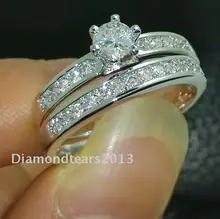 Size 6/7/8/9/10 Fashion Jewelry Roud cut 10kt white gold filled AAA CZ Zirconia simulated stones Wedding women ring set gift