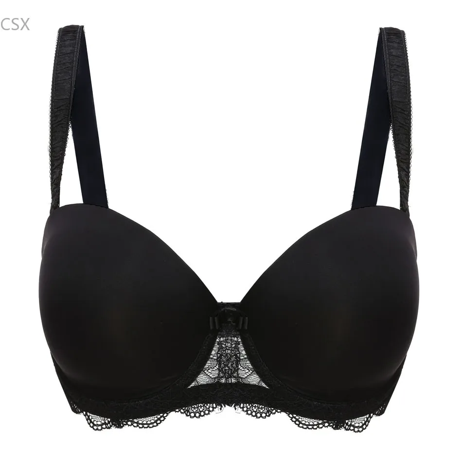 MwOiiOwM New Fashion Women Padded Bra Underwire Lace Hem Wide Strap Full Cup Bra 3