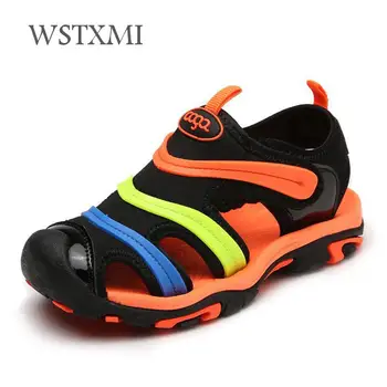 

Children Summer Sandals for Boys Girls Beach Shoes Breathable Fashion Colorful Closed Toe Designer Kids Student Leather Sandals