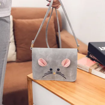 

Fashion Women Satchel Cute Scrub Little Mouse Small Square Messenger PU Leather Purse Shoulder Bag Handbag FA$B Women bag