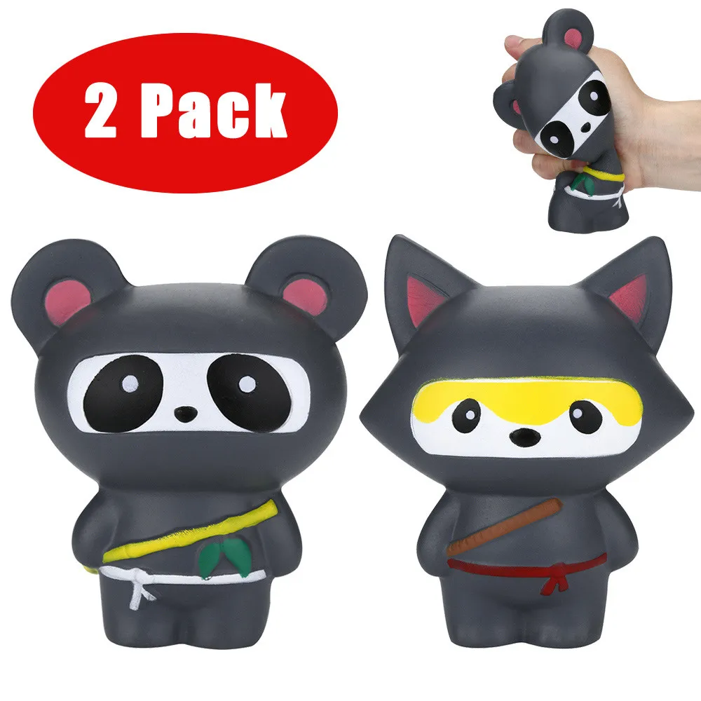 

2Pcs Jumbo Squishies Ninja Panda&Ninja Fox Scented Slow Rising Squeeze Stress Reliever Toy toys for children squishy boys 15