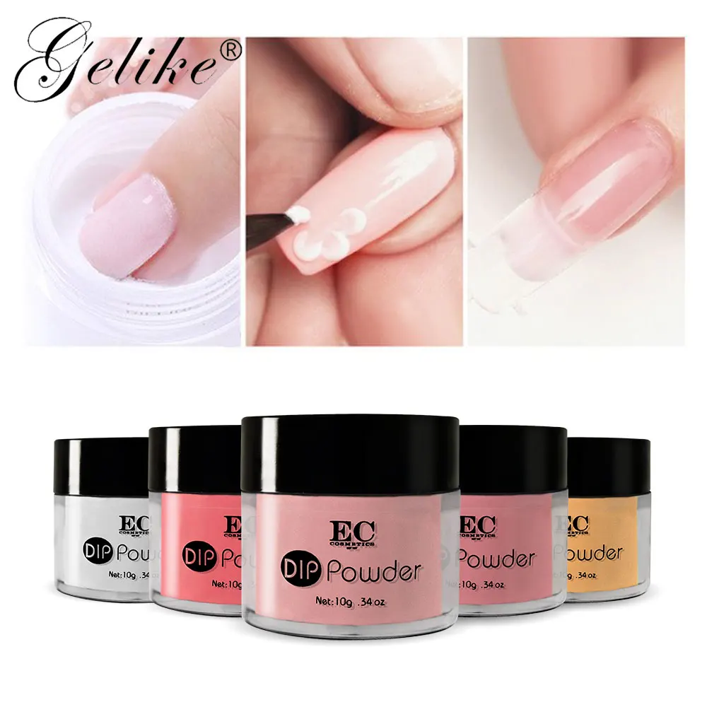 

Gelike 10g/pcs No Primer And No Lamp Cure Dip Powder System Hot Sale Lacquerize Dipping Powder Polish Color Powder