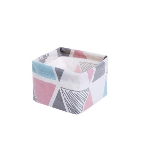 Snailhouse Desktop Waterproof Storage Basket Printing Linen Sundries Basket Home Decoration Makeup Bag Underwear Sock Organizers - Цвет: Pink