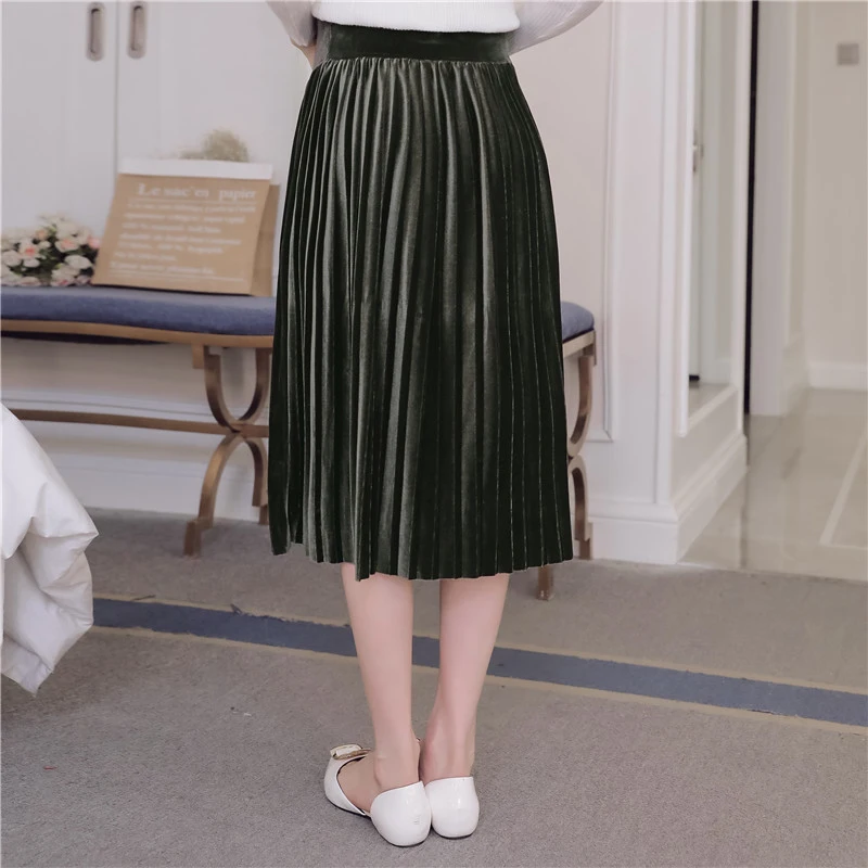 Materniry юбки с высокой талией, регулируемая Осенняя плиссированная юбка для беременных женщин, винтажная модная зимняя одежда для беременных