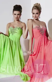 

Sexy Evening Dresses Sweetheart A Line Crystal Green Pink Chiffon Made In China Long Prom Party Dresses