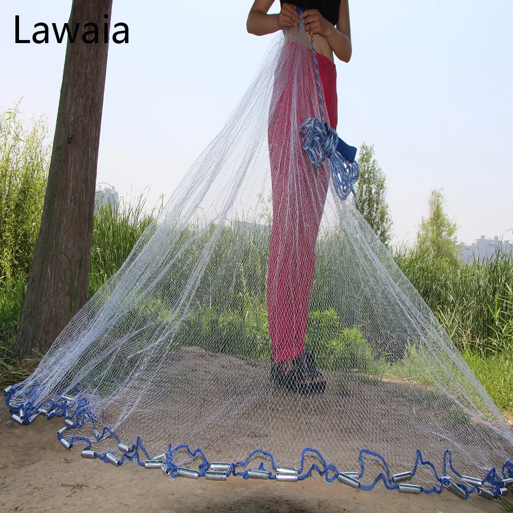 Lawaia Diameter 2.4- 4.8m Fishing Net 4.2m Fishing Network 3m Fishing Net American Hand Cast Net 4.8m Fishing Nets with Pendant nautical fishing net wood grain tower bath rug