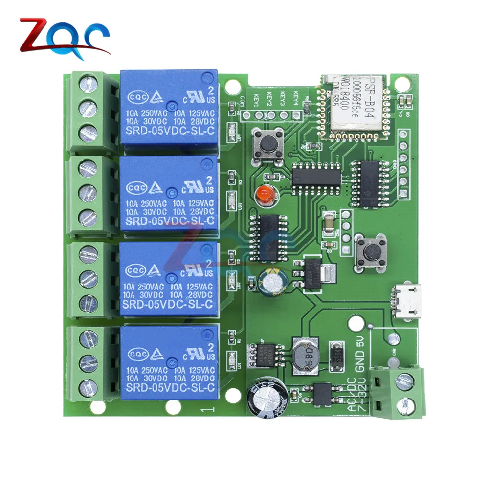 DC 5 V-32 V 4 WiFi реле канала модуль с помощью приложения на телефоне Беспроводной дистанционного Управление переключатель пробежку с встроенной функцией спуска затвора блокировки для Умный дом DC 12V 24V