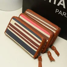 Цвет Блок полоса печати молния длинный дизайн женский кошелек женский день клатч сумка