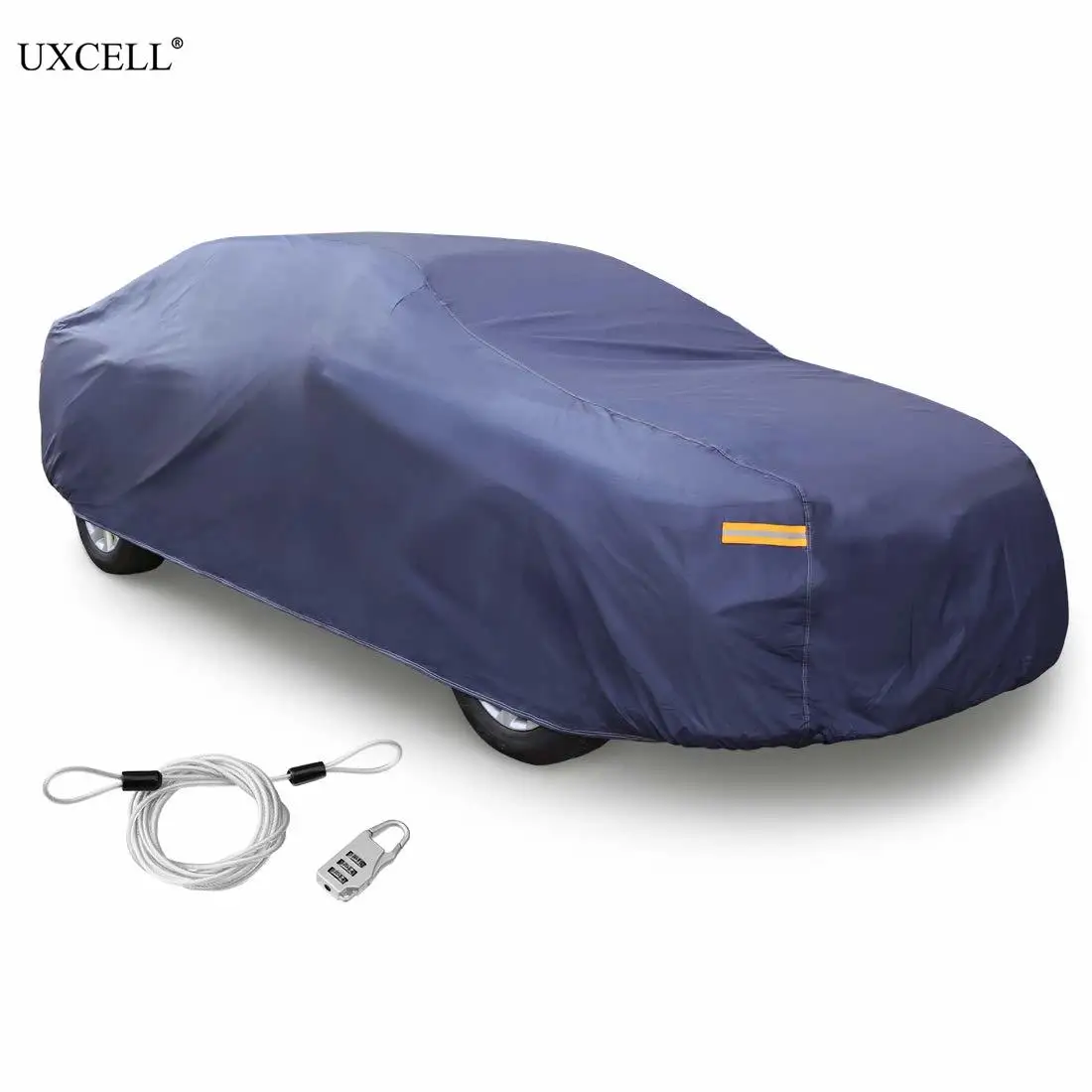 

Uxcell Blue Car Covers Outdoor Waterproof Breathable Scratch Rain Snow Sun UV Heat Resistant Universal Car Cover w Reflective