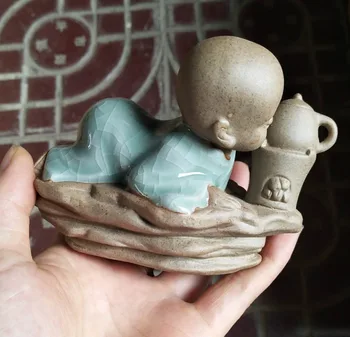 

Creative ceramic tea pet, small monk tea pet ornaments. Free Delivery