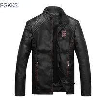 FGKKS зимняя брендовая мужская кожаная куртка, модная мотоциклетная мужская зимняя куртка из искусственной кожи, верхняя одежда, пальто из искусственной кожи