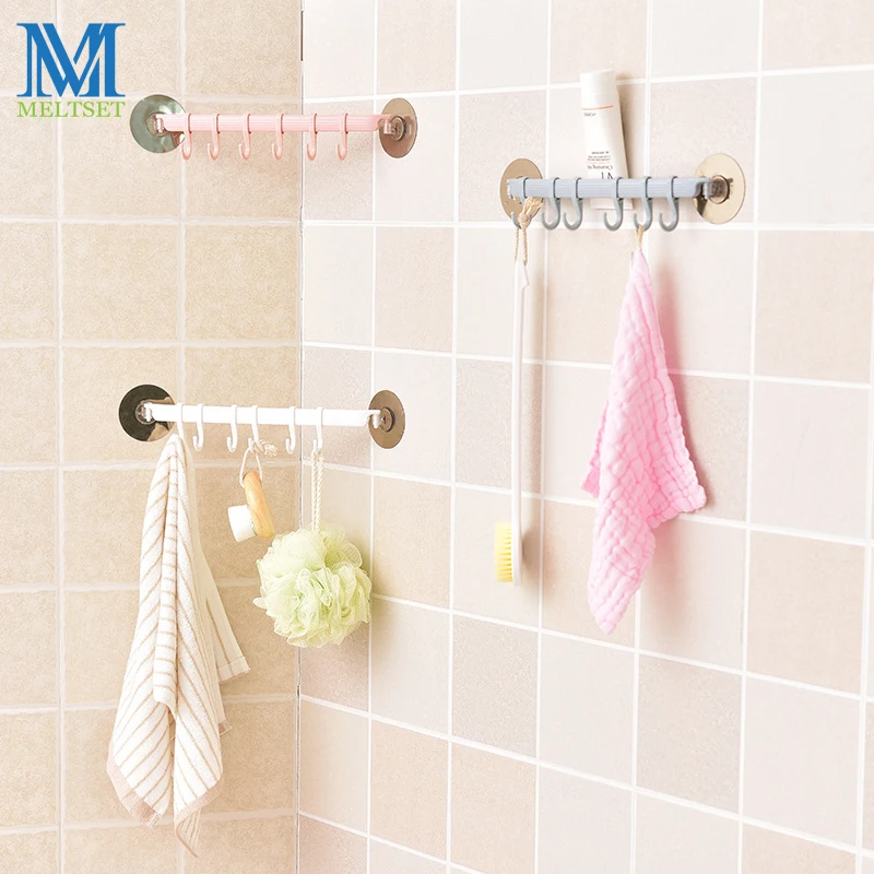 

Adjustable Bathroom Towel Hanger Rack Durable Plastic Kitchen Storage Rack Hook Wall Hanging Storage Hanger