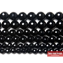 Натуральный Камень Ограненный черный оникс Агаты круглые бусины 1" нить 6 8 10 12 мм выбрать размер для ювелирных изделий