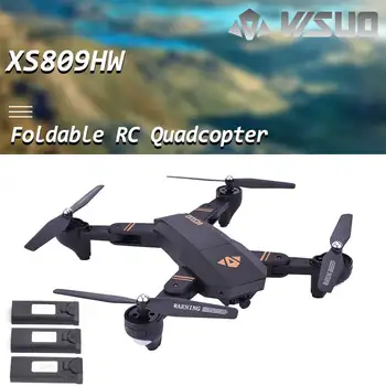 

VISUO XS809HW Foldable Drone with 720P Wide Angle HD Camera WIFI FPV Altitude Hold Headless Mode RC Quadcopter 3 Batteries