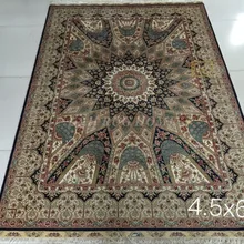 4,5 'x 6,5' 230 линия ручной Шелковый Восточный персидский ковер шелковый ковер медальон ручной работы