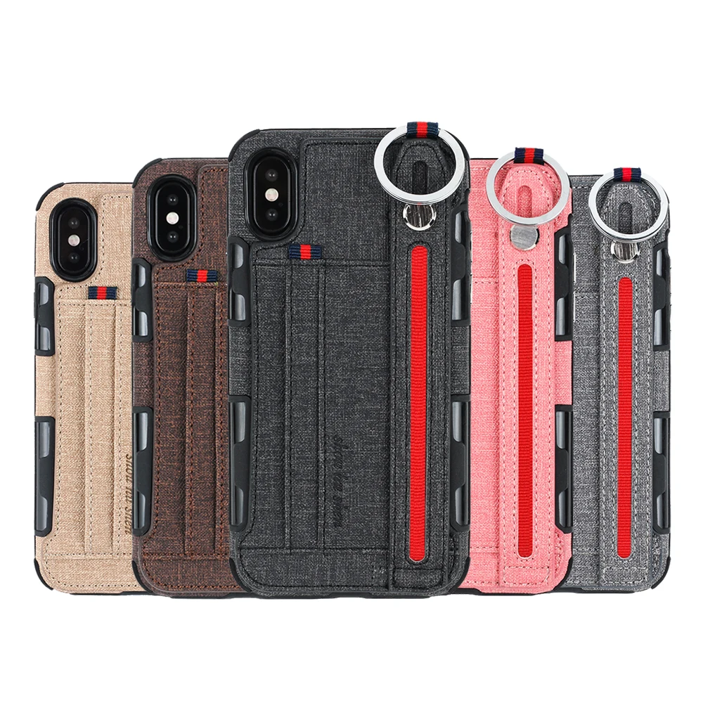 

WIT@WITACE Hands Hang Rope Card Holder Phone Case for iPhone X XS Max XR Cloth Cover for iPhone 6 7 8 Plus Capa Coque