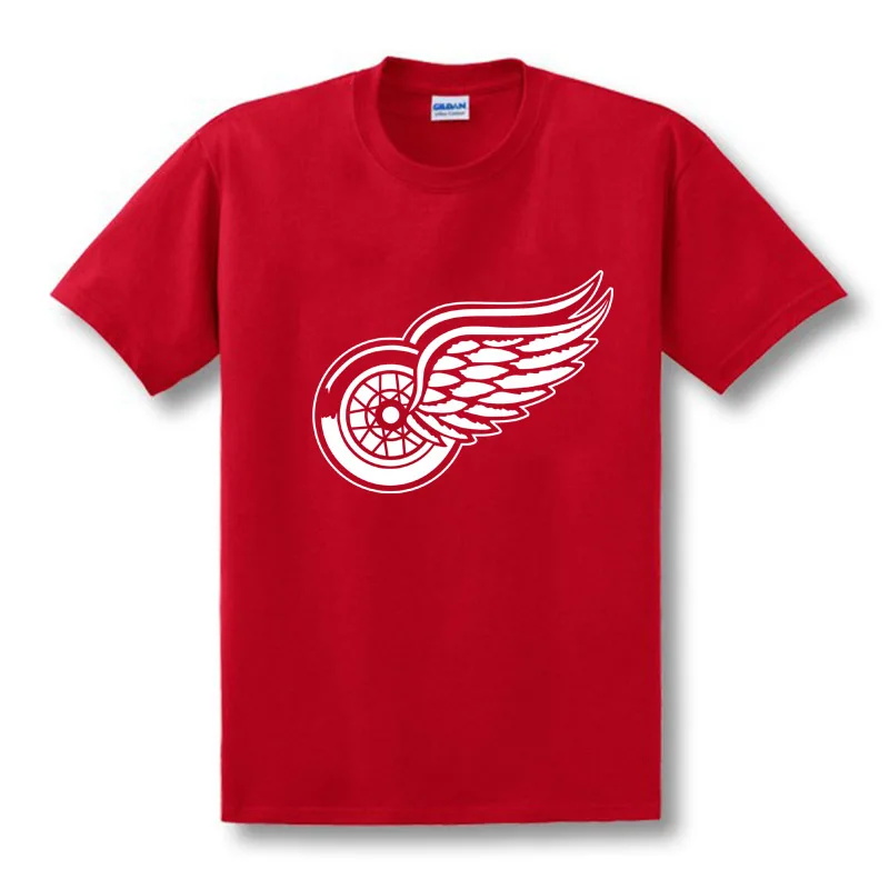 Новая Детройт Красная футболка с крылышками хлопок большой и высокий логотип Модные Крылья короткий рукав хип хоп Футболка мужская Camisa XS-2XL