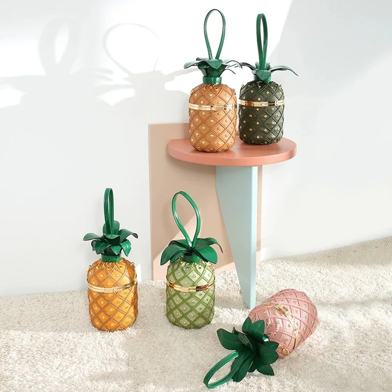 

Pineapple shape bag fashion ladies shoulder bag PU ladies handbag retro Messenger bag motorcycle Messenger bag ladies