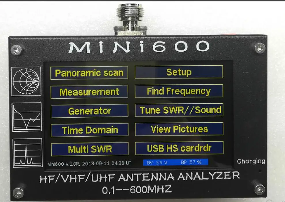 Mini600 5 V/1.5A HF VHF UHF антенный анализатор 0,1-600 MHz КСВ метр 1,0-1999