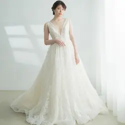 Высокое качество Свадебные платья 2018 Новый стиль Глубокий V образным вырезом Boho Свадебное платье для невесты на заказ makd
