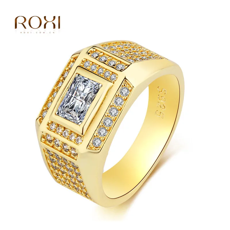 Gold color Wedding Rings for Women Men Couple Promise Band Anniversary Cubic Zirconia Engagement Jewelry Bijoux anillos Anel Z4